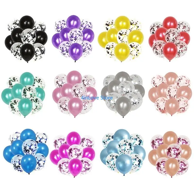Фото T4MD 10PCS 12 -дюймовые смешанные металлические блестки конфетти латекс. №2