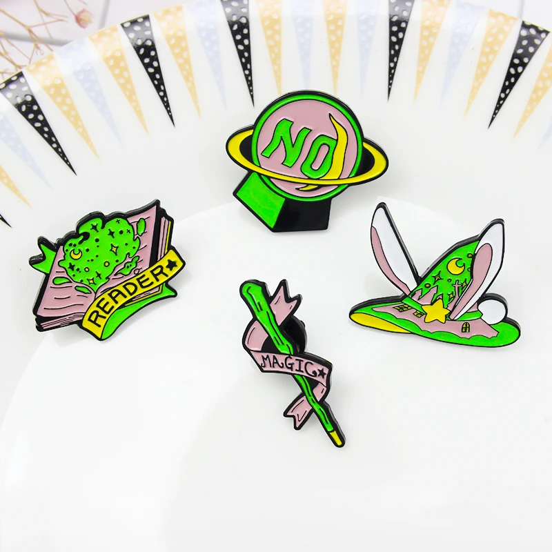 Хрустальный шар волшебная палочка для шляпы булавка книг розовые и зеленые броши