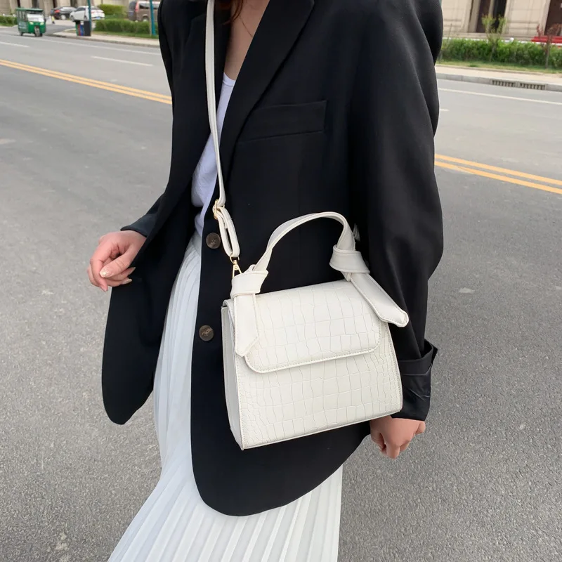

Gusure PU Leather Shoulder Handbags for Women Alligator Pattern Casual Solid Color Flap Messenger Bag Lady Fashion Shoulder Bag