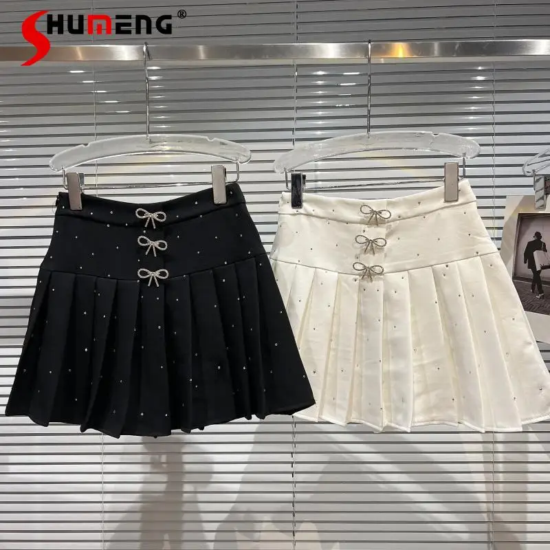 

Женская плиссированная юбка с бантом, элегантная Однотонная юбка выше колена в классическом стиле, весна 2022