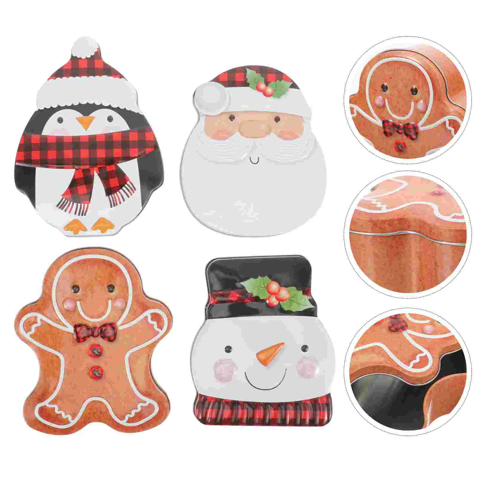 

4pcs Christmas Tinplate Box Cookie Candy Biscuit Jar Storage Can Decorative Cookie Biscuits Box