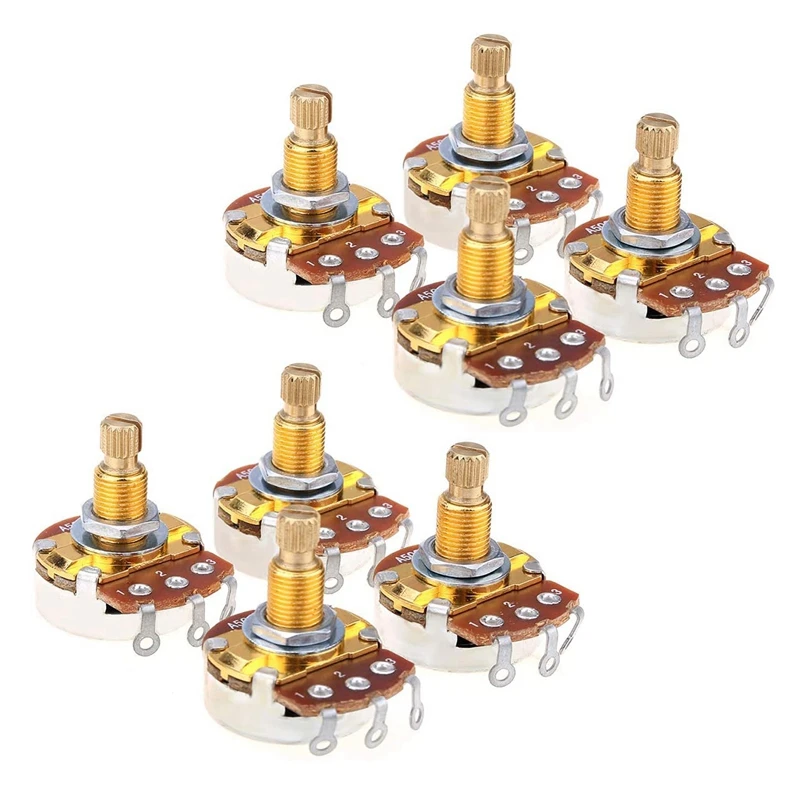 

8X Shaft Full Metric Sized Control Pots A500K Audio Taper Potentiometers Pot For Electric Guitar Bass