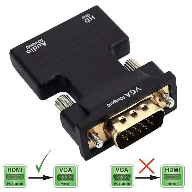 

HDMI-compatible Female to VGA Male Converter with Audio Adapter Support 1080P Signal Output for PC Laptop TV Monitor Projector