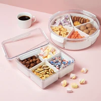 snack tray dried fruit box living room fruit plate transparent partitioned fruit vegetable storage box multi fresh keeping box
