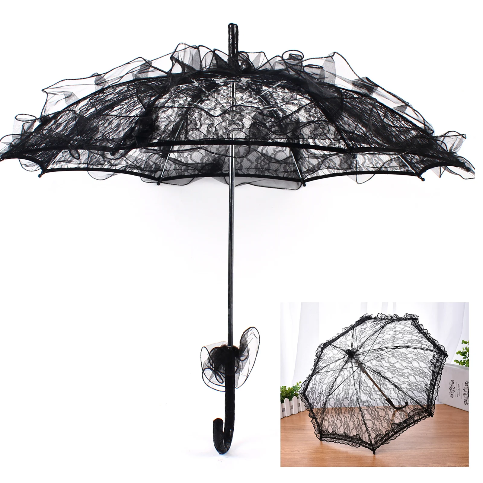 

Black Small Lace Umbrella Length 56Cm*Opening Diameter 58Cm