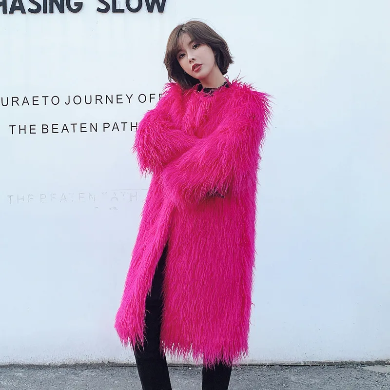 Women's imitation fur long fur coat personality coat