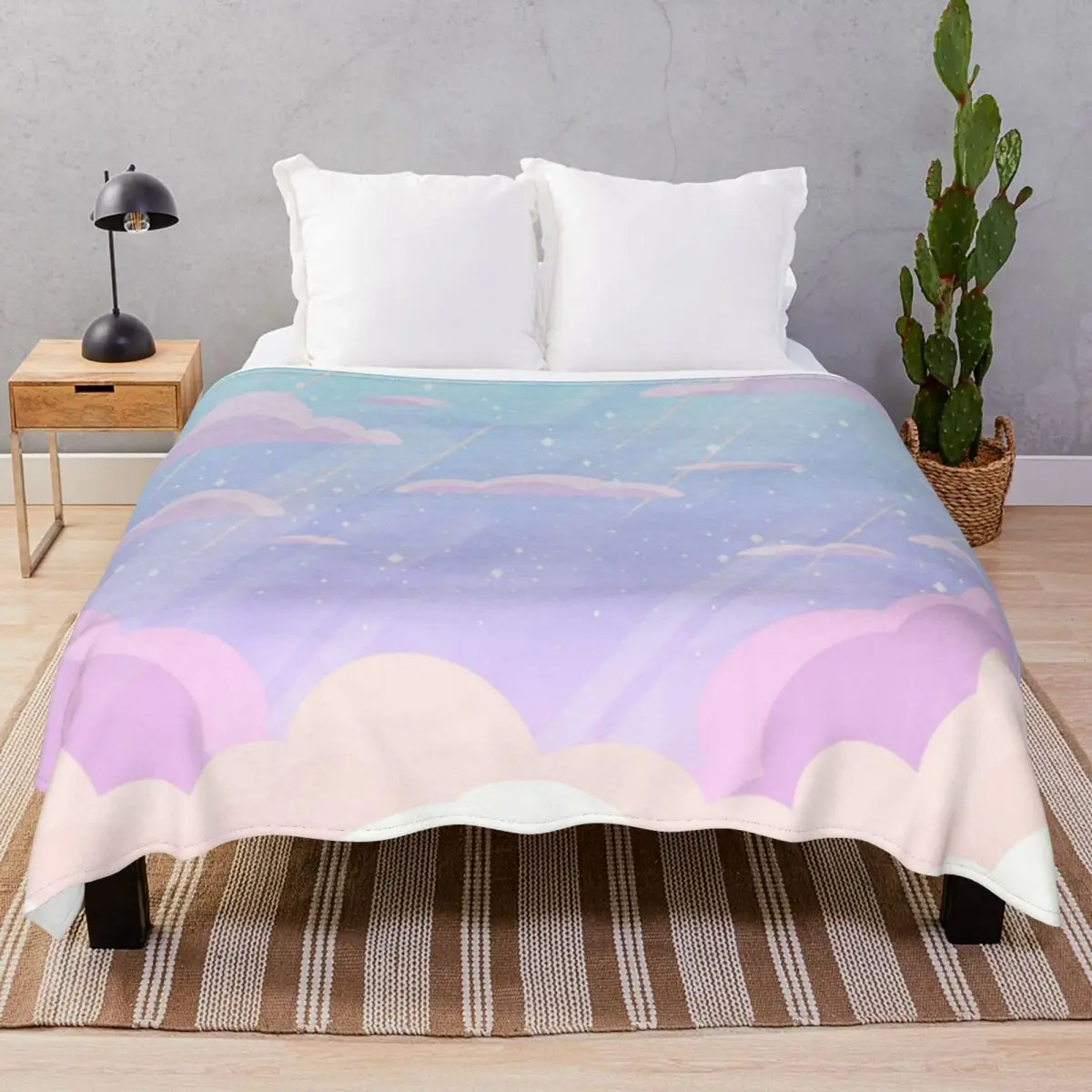 Pastel Heaven Blanket Flannel Printed Lightweight Throw Blankets for Bedding Sofa Travel Cinema