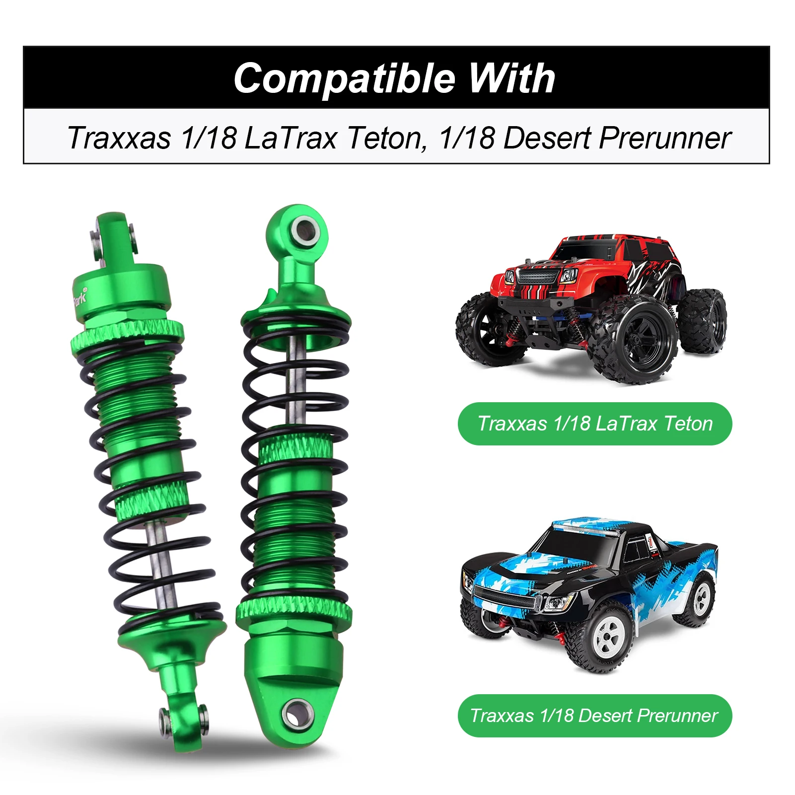 Фото Алюминиевые передние и задние амортизаторы HobbyPark для Traxxas 1/18 LaTrax Teton Desert Prerunner, замена 7660 7665, комплект из 4 штук для тюнинга №4