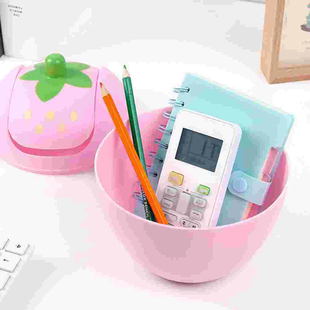 

Trash Can Bin Mini Waste Garbage Desktop Strawberry Lid Basket Cute Table Desk Countertop Container Swing Tiny Kitchen