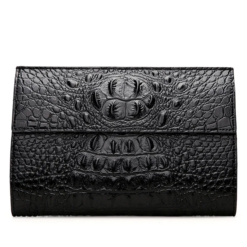 Crocodile pattern embossed Floral leather Handbag Men's Large ZIP Knitted Card Purse wallet fashion clutch bag mobile phone bag