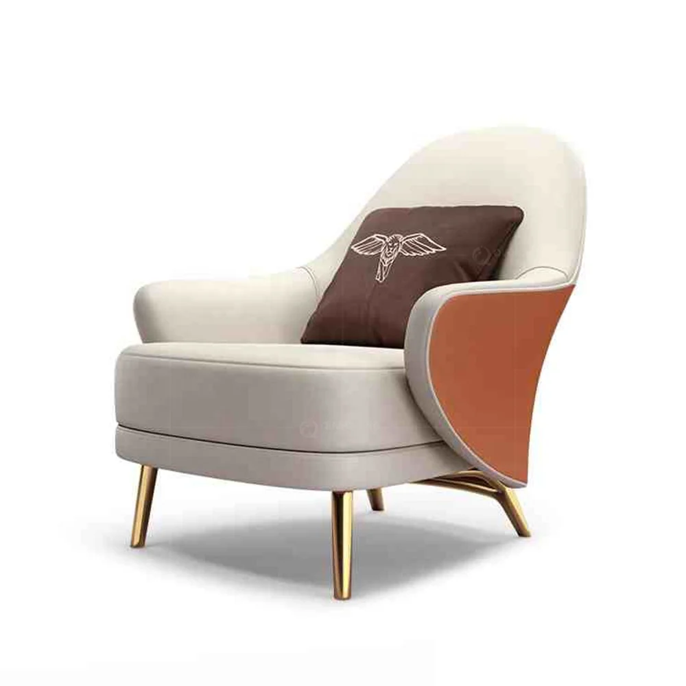 

Luxury gold upholstered home lounge single accent living room chair