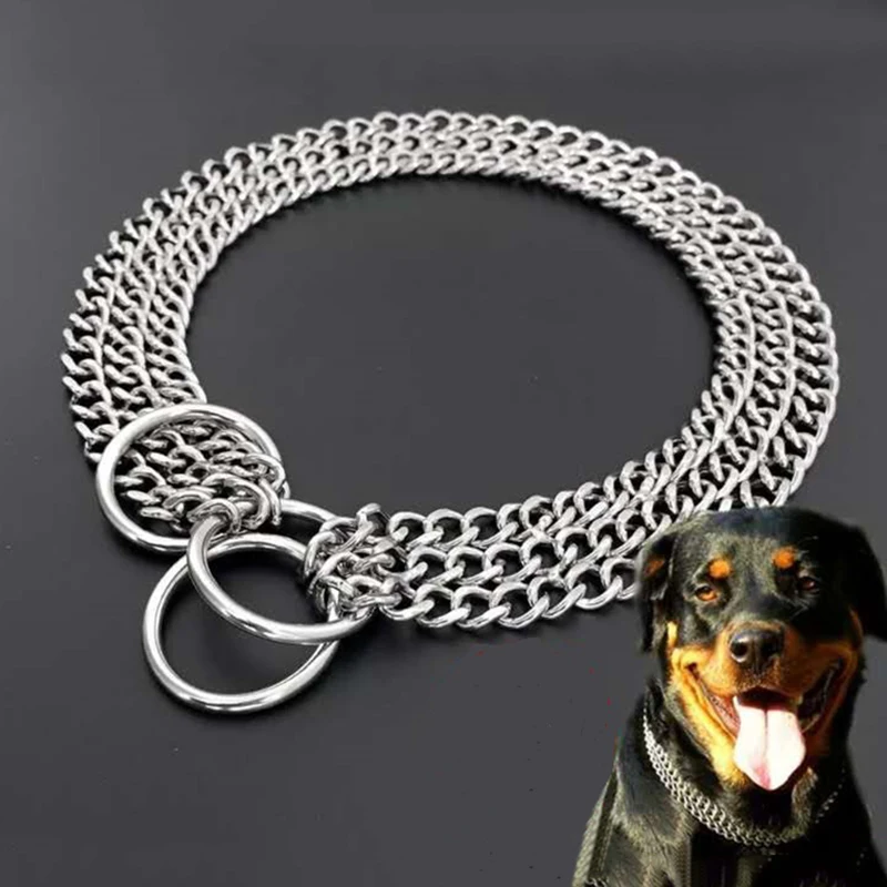 Collar de acero inoxidable para perro, cadena de hierro de varias filas, a prueba de explosiones, para perros medianos y grandes
