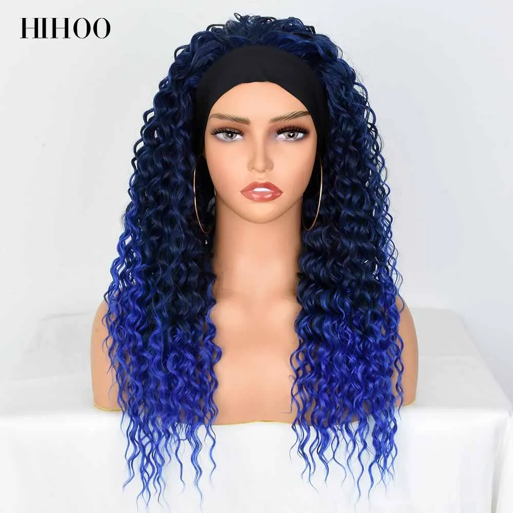 Synthetic Headband Wig Women's Wig Mixed Ombre Honey Blonde Curly Wigs Daily Party Cosplay Wig Heat Resistant Green Blue Hair