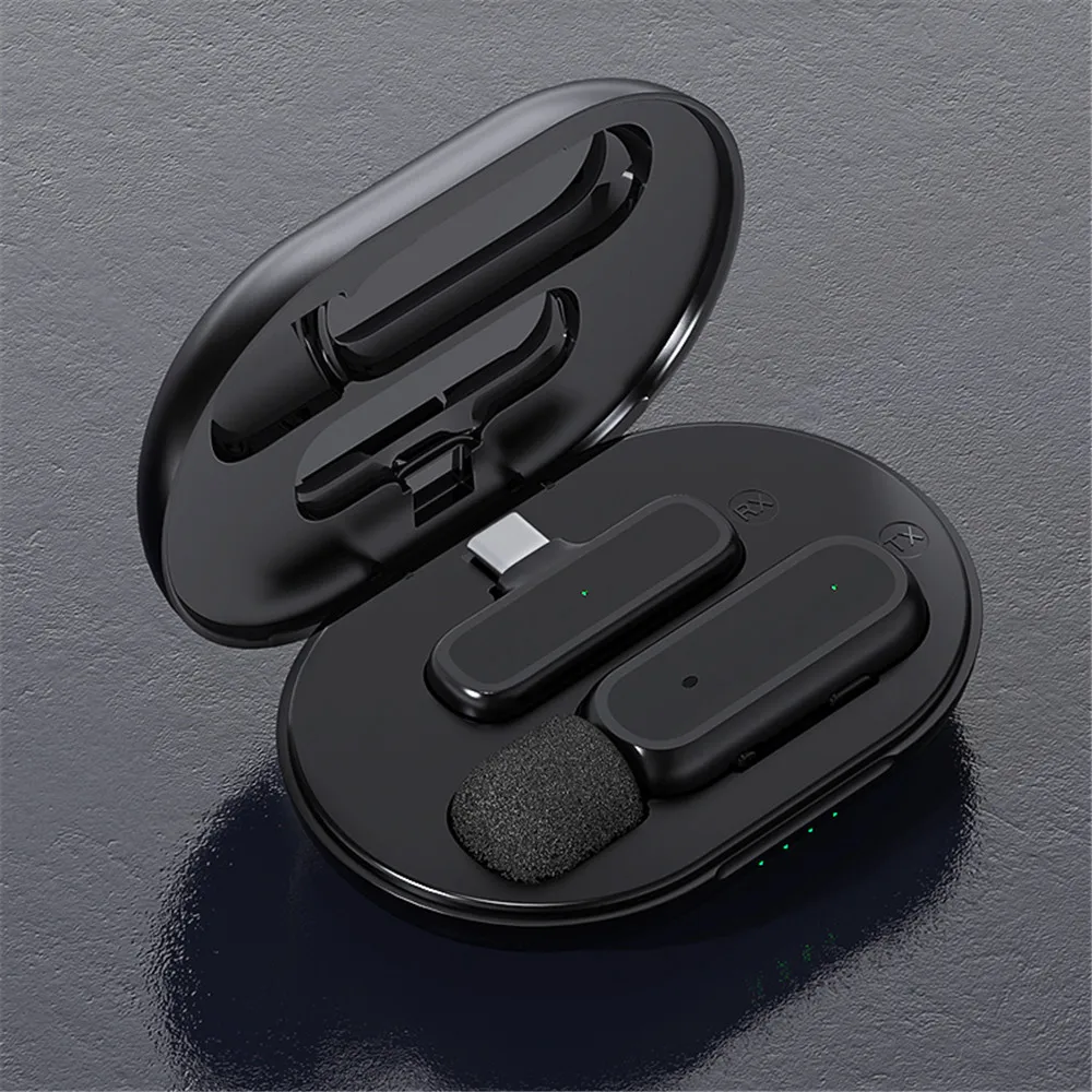 

Lavalier Microphone Portable Charging Box Noise Reduction Wireless Reverb Audio or Video Recording Plug Play Mic for Smart Phone