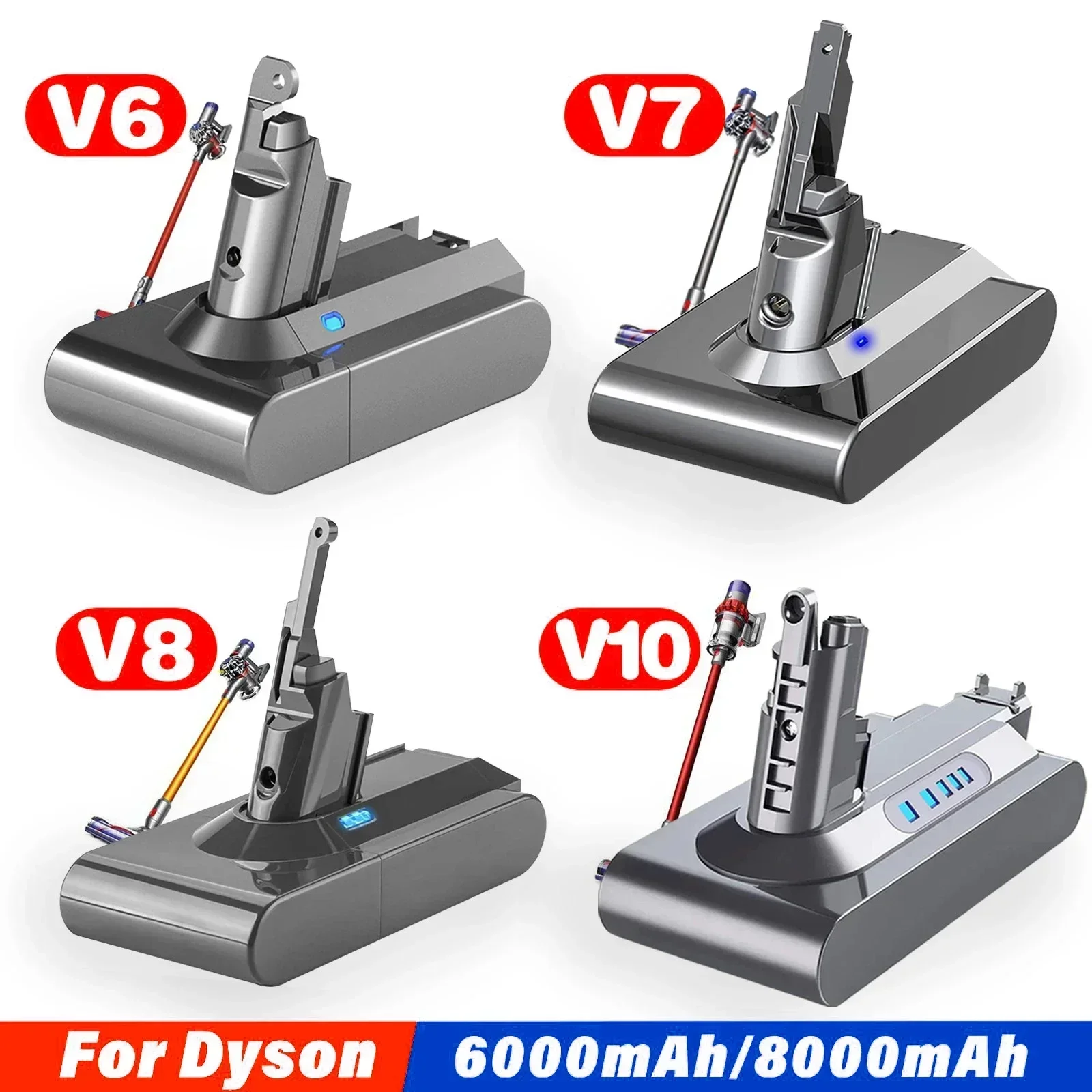 Фото НОВЫЙ сменный аккумулятор 6,0 Ач/8,0 Ач для Dyson V6 V7 V8 V10 серии SV12 DC62 SV11 Sv10, запасной аккумулятор для ручного пылесоса №2
