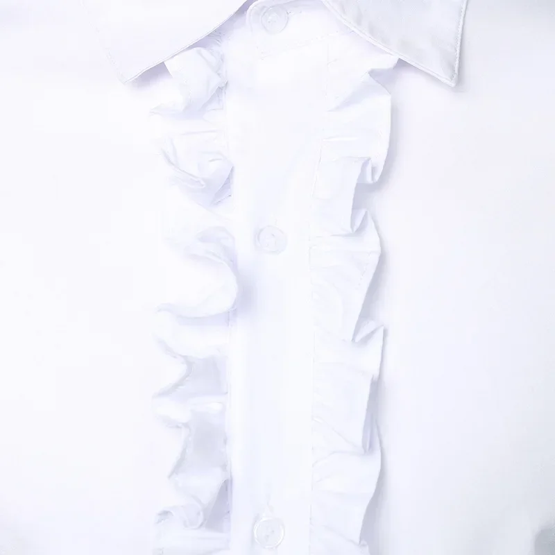 Белая блузка с рюшами рубашка-смокинг мужская рубашка 2023 брендовые