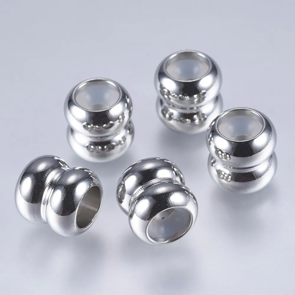 

5-10PC 304 Stainless Steel Beads Large Hole Beads Spacer Beads Loose Beads for DIY Jewelry Making 9x9mm Hole: 3mm
