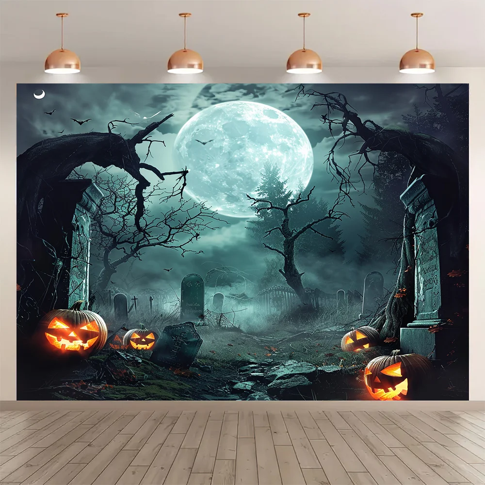 Хэллоуин ужас ночь тыква луна искусственное украшение ткань для фона подходит