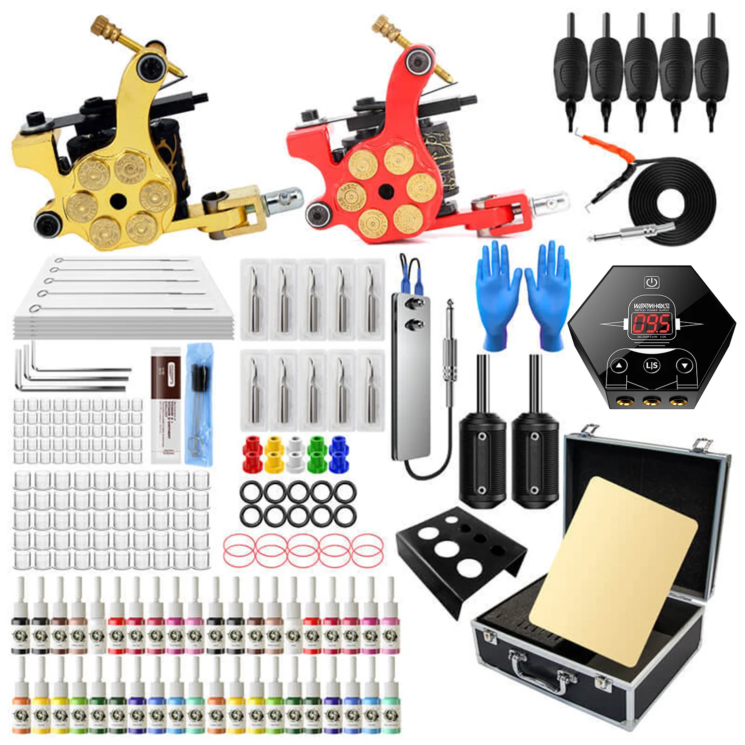 

Professional tattoo machine set 40 color tattoo ink 50 tattoo needles full set of double machine tattoo set