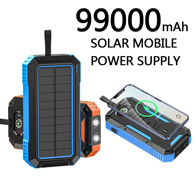 

Внешний аккумулятор с солнечной панелью и беспроводной зарядкой, 98000 мАч
