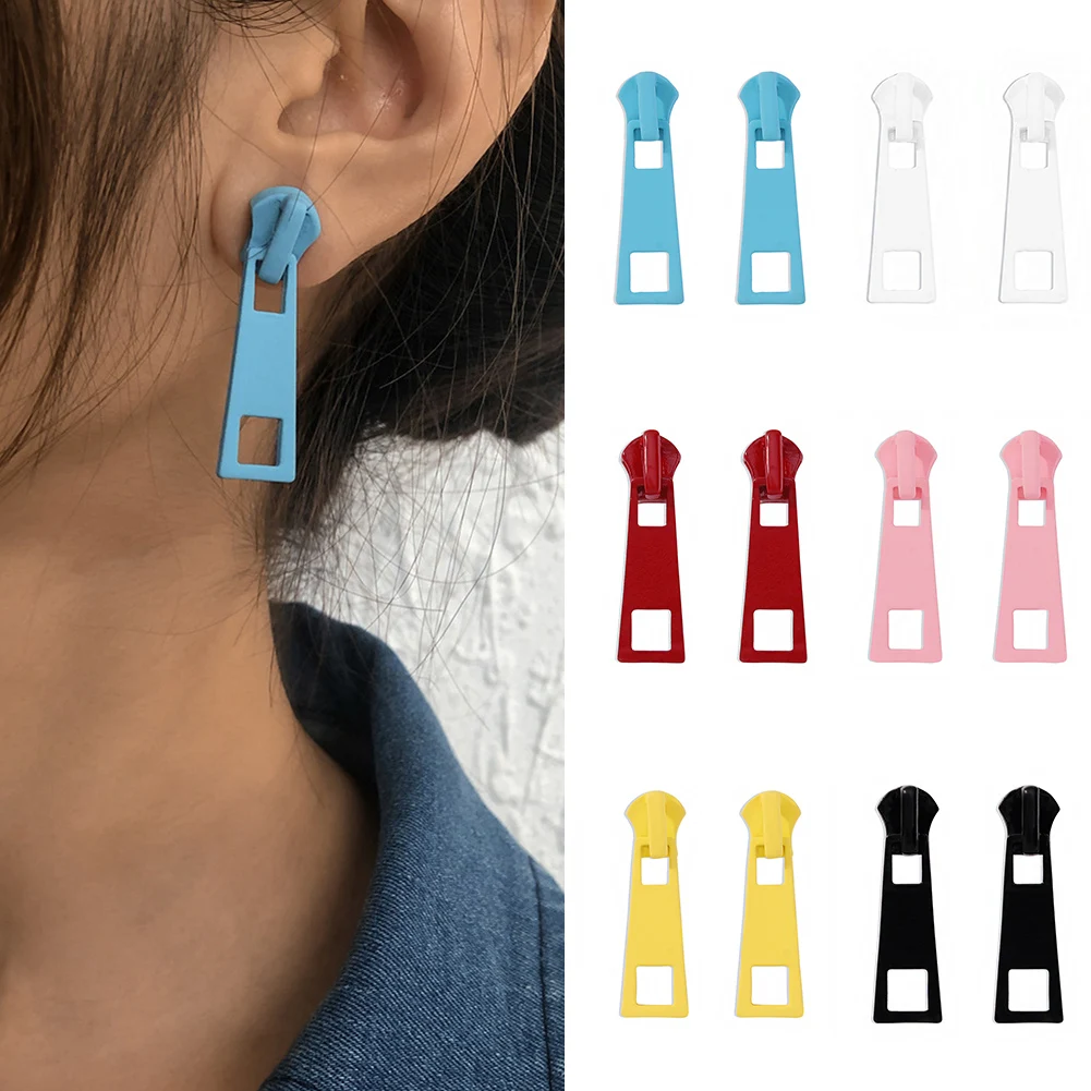 

Fashion Jewelry Personality Vintage Punk Metal Alloy Zipper Shape Studs Earring For Girl Women