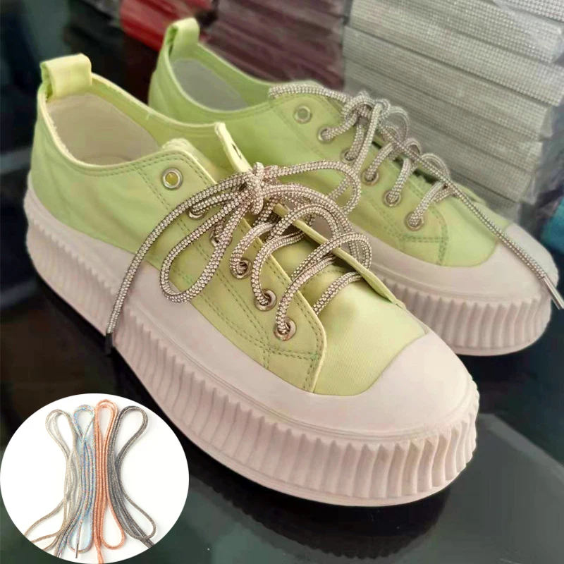 

1Pcs DIY Strings Rhinestone Shoelaces Luxury Rainbow Diamond Shoe Laces Sneakers Laces Shoes Round Shoelace 100/120/140/160CM