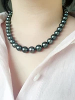 huge charming 1812 13mm natural south sea genuine black peacock necklace free shipping women jewelry