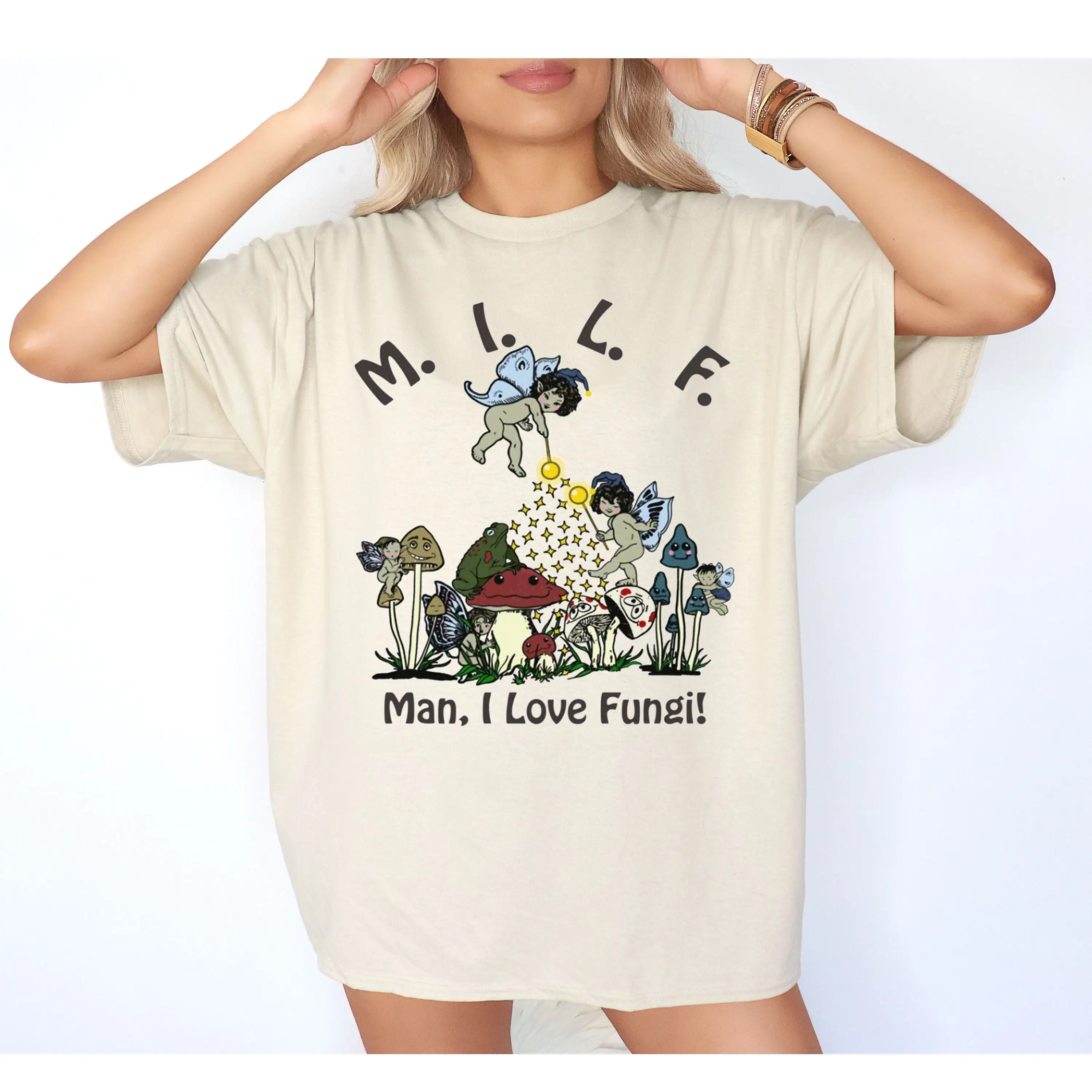 Забавная футболка с надписью Man I Love фигурки грибов