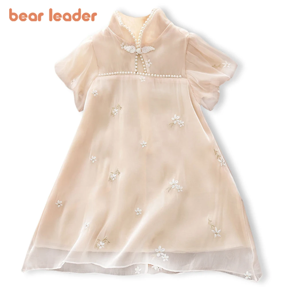 Bear Leader одежда для девочек платья вышитые бисером Cheongsam Китайская народная