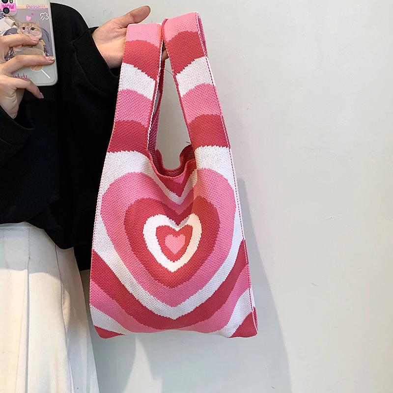 

Японская женская сумка, Портативная сумка на запястье, модные вязаные сумки, сумка-тоут с узелком и ручкой, вместительная многоразовая сумк...