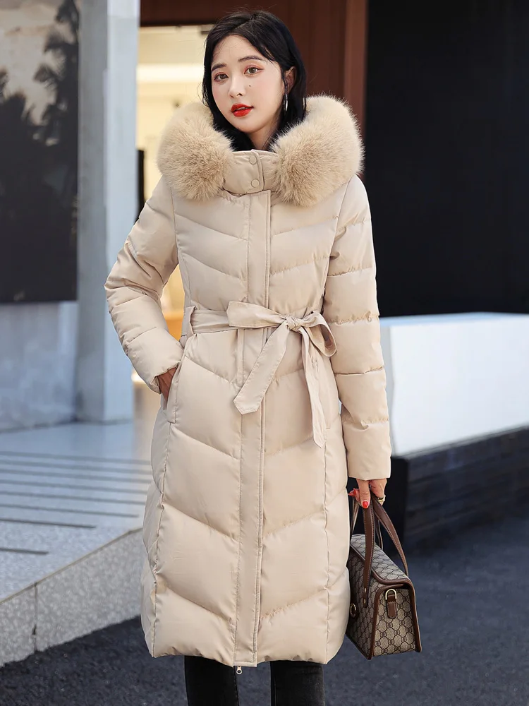 2022 Women Double Sided Down Long Jacket Winter Hooded Coat Warm Parkas Snow Outwear Oversized Long Winter Jacket