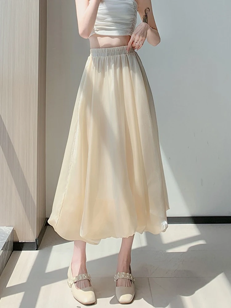 Юбка-макси Женская трапециевидная с завышенной талией элегантная повседневная