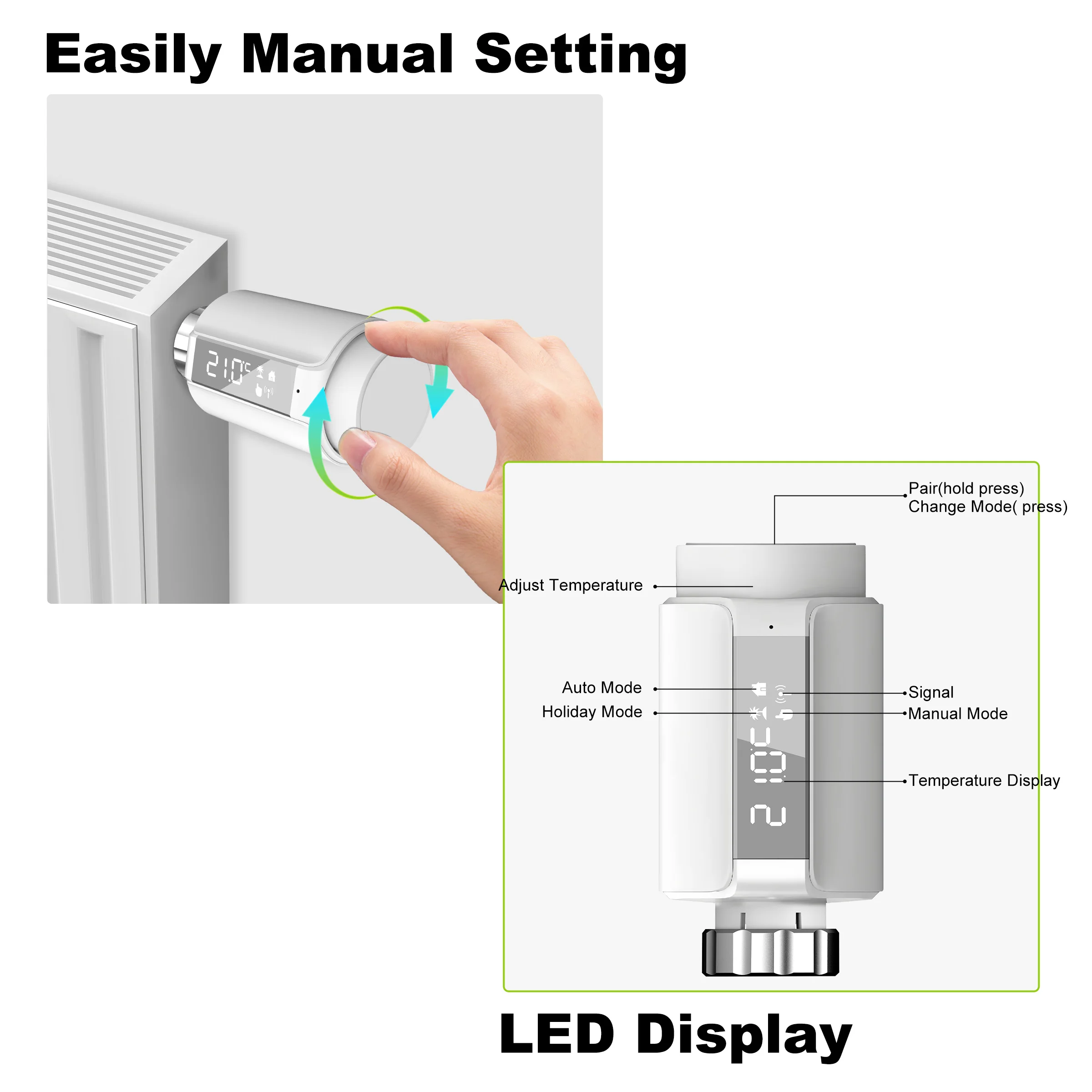 Термостатический клапан радиатора GIRIER TRV Tuya ZigBee
