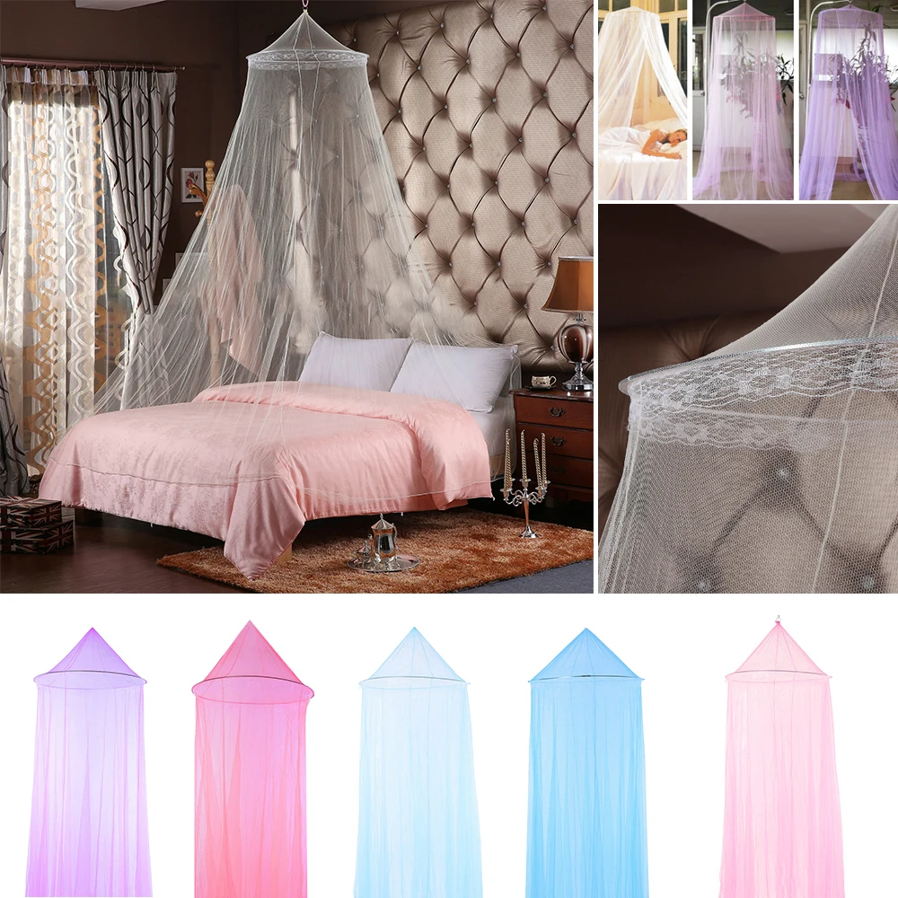 

Summer Hung Dome Mosquito Net Double Bed Summer Polyester Lace Mesh Fabric For Home Bedroom Baby Adults Hanging Decor