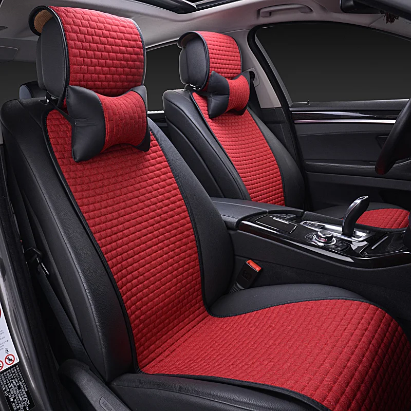 

Car Seat Protector Linen Fabric Universal Auto Cushion Fit Most Vehicles Interior Accessories Car Seat Cover Seat Protector Mat