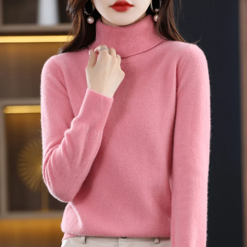 

Four Seasons Moze Autumn Winter New Type Woolen Sweater Women's Pullover Sweater Solid 100% Pure Wool Knitted Fashion Casual Top