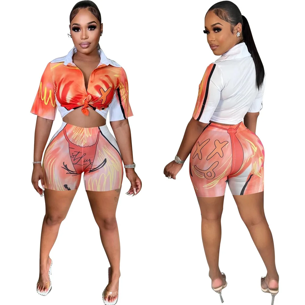 Женский комплект из 2 предметов с 3D-принтом летний женский спортивный костюм
