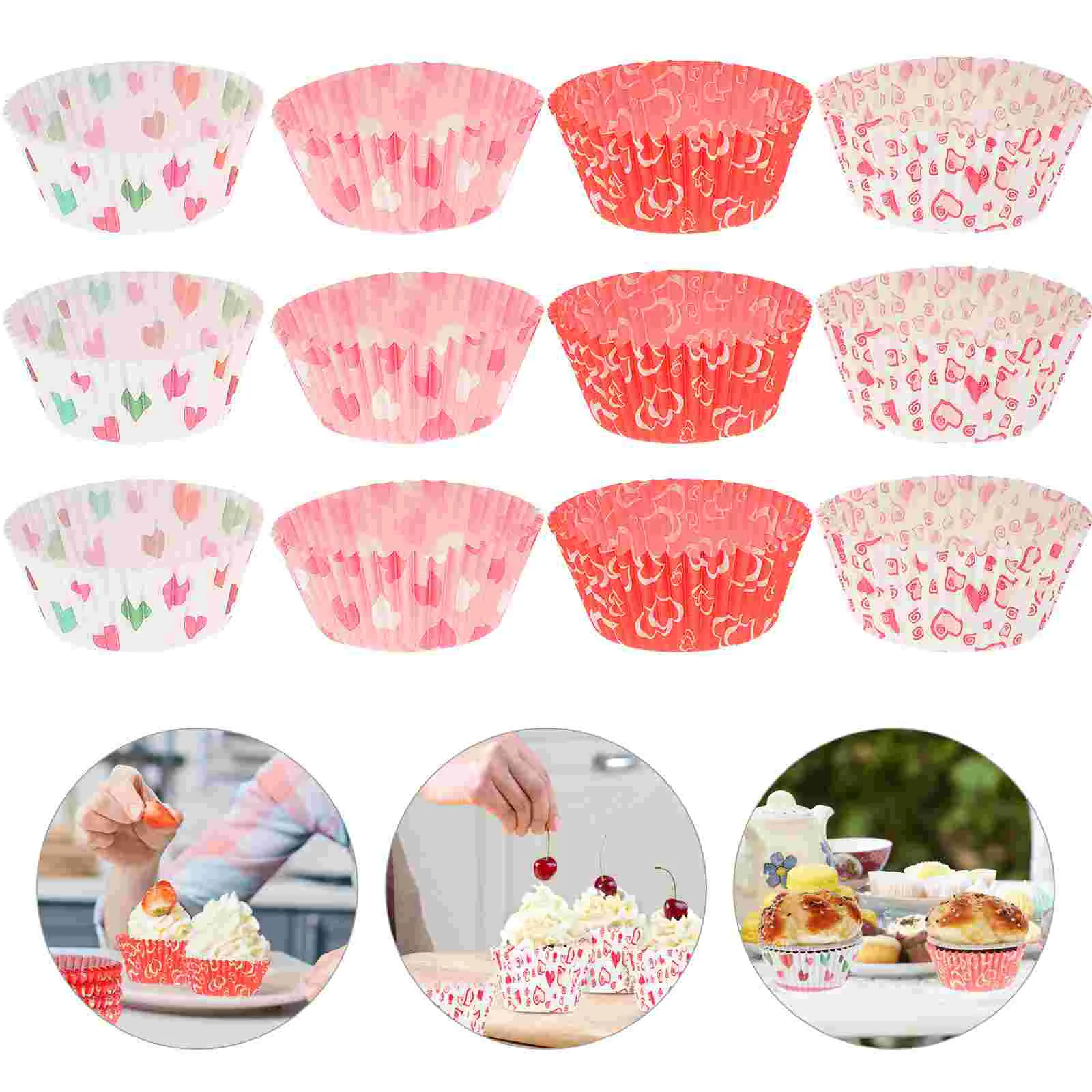 

400 Pcs Wedding Cupcake Liners Muffin Mould Oven Liners Candy Cup Cupcake Wrappers Heart Baking Cups Pastry Love Cake Tray