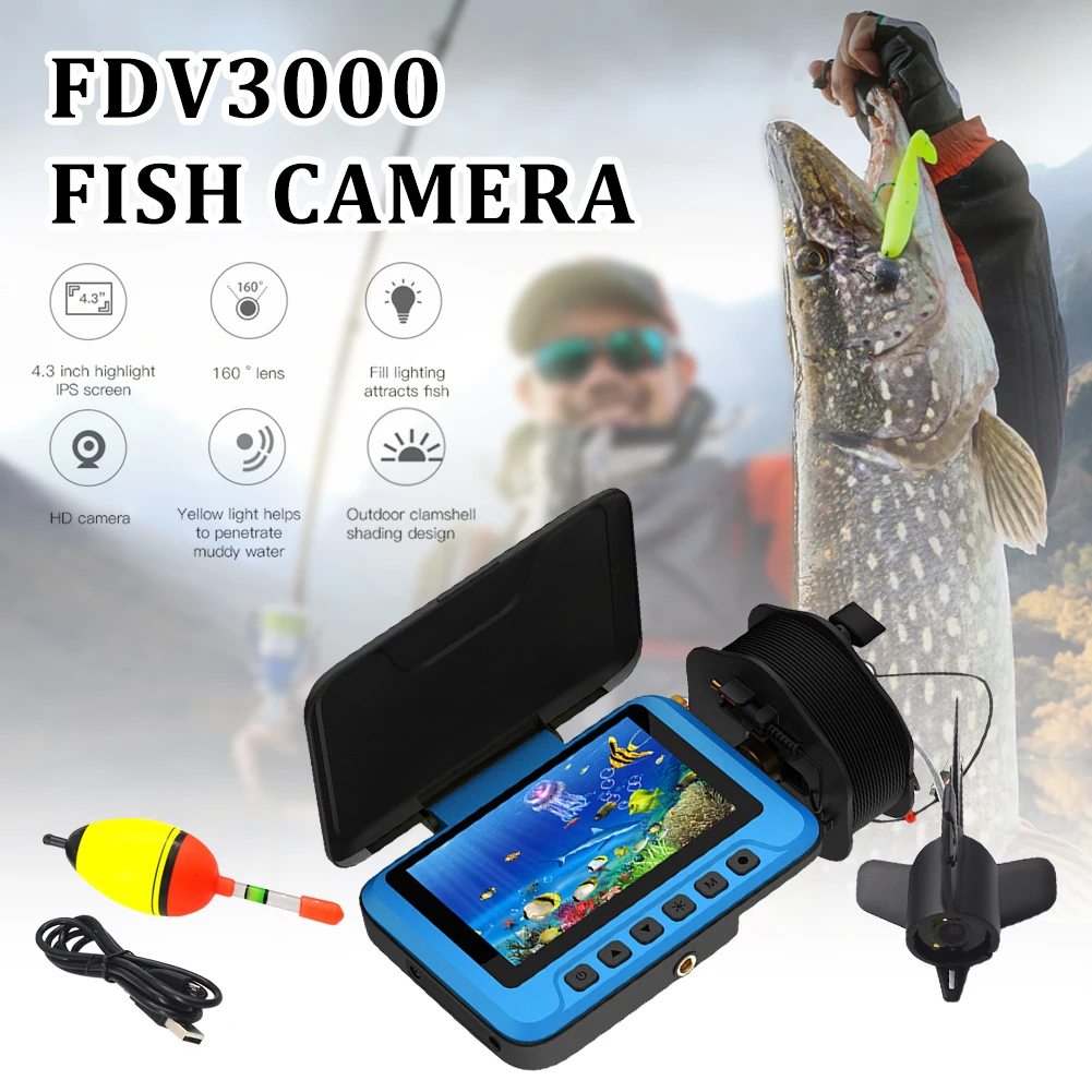 

4.3 Inch Monitor Underwater Fishing Camera Waterproof Fish Finder LED 4x Digital Zoom Rechargeable for Ice Lake Boat Fishing