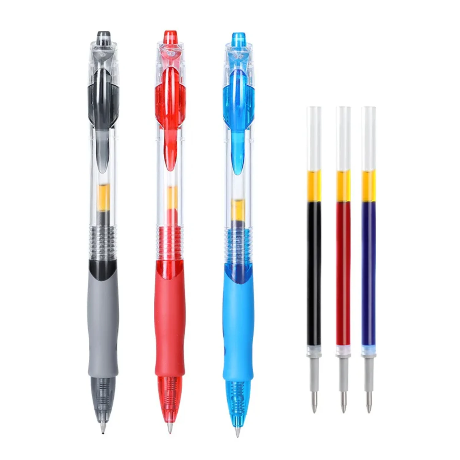 Roise Retractable Gel Pens Set Black/Red/Blue Ink Ballpoint Writing Refills Office Accessories School Supplies Stationery