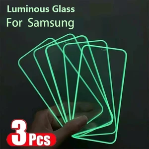 3PCS Glowing Protective Tempered Glass for Samsung Galaxy S22Ultra S21Plus S20FE M02 M10 M21S M30 M52 Luminous Screen Protector