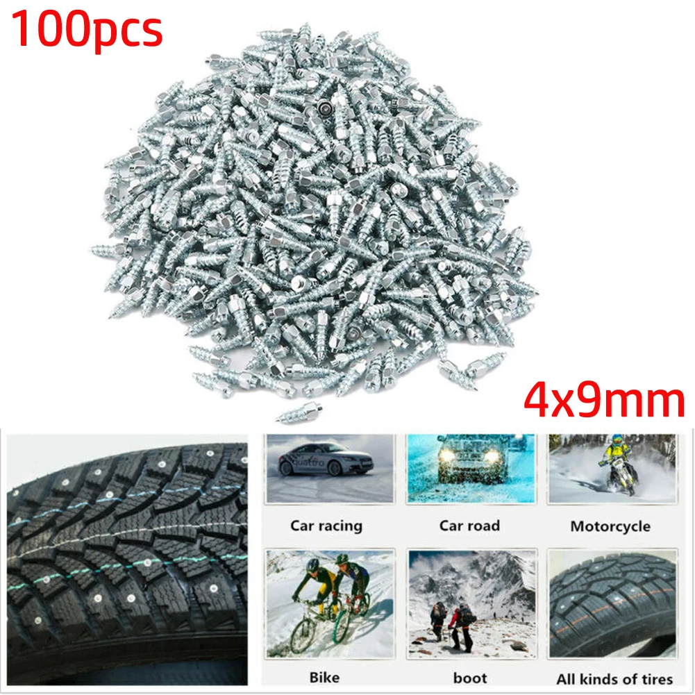 

100pcs Tire Stud Tungsten Steel For Bikes Motorcycles Car Screw In Tire Stud Snow Spikes Racing Track Tire Ice Studs