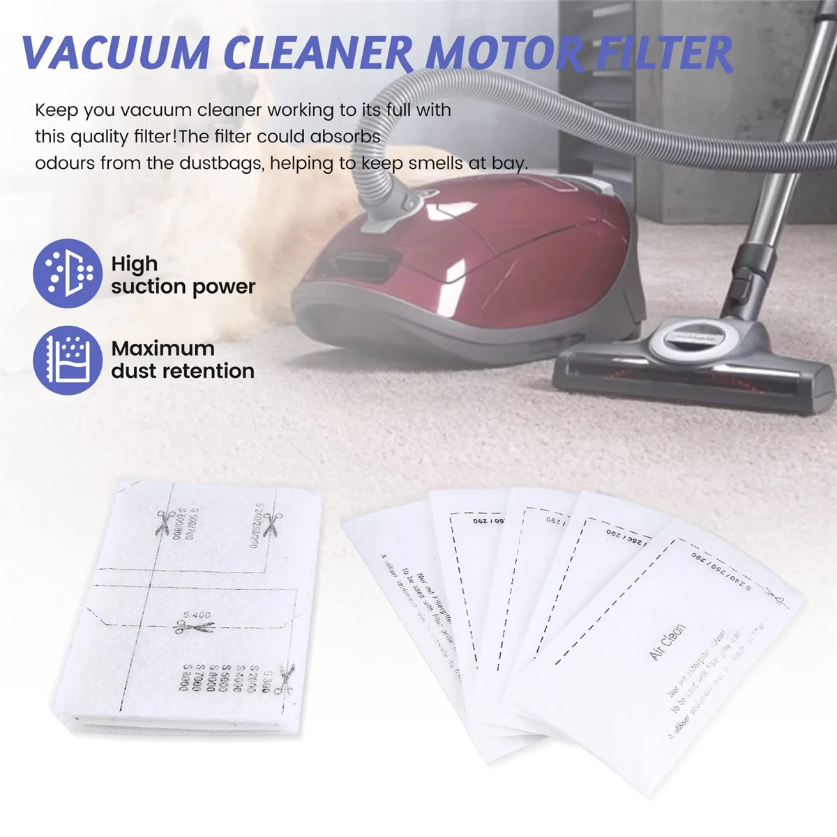5 пар сменных аксессуаров для пылесоса Универсальный фильтр двигателя