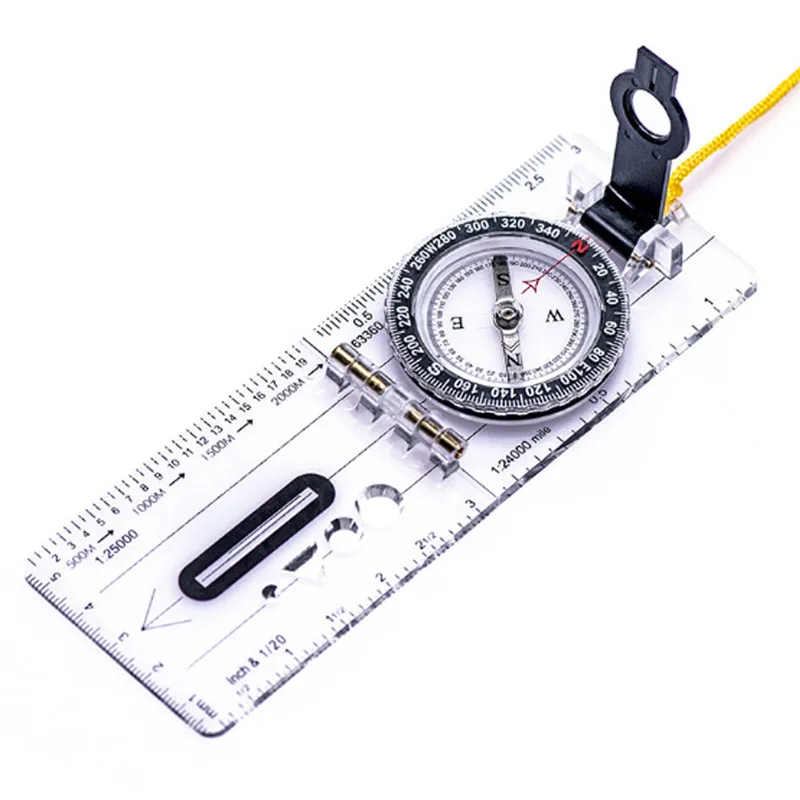 

Folding Compass Multifunctional Outdoor Hiking Camping Baseplate Compass Travel Baseplate Ruler Compass Map Ruler