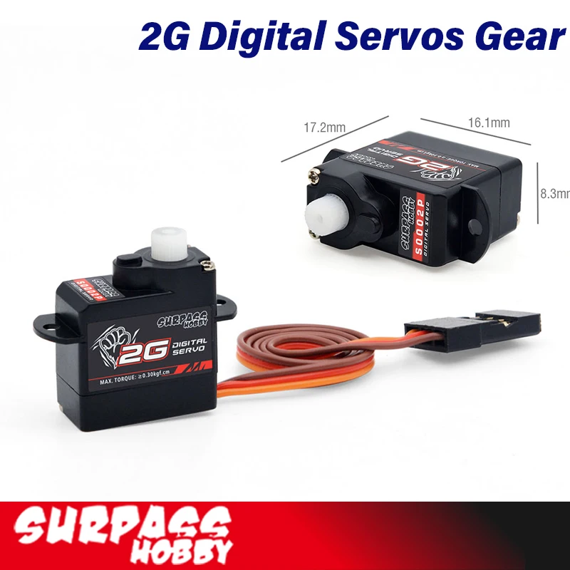 

Surpass Hobby 5pcs 2g Digital Servos Micro Plastic Gear Mini Servo for RC Aircraft Fixed-wing Helicopter Fpv Airplane Drone Car