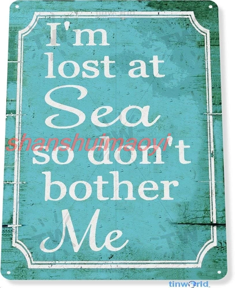 Знак TIN 12 x 8 дюймов Lost at Sea Beach House Коттедж в деревенском стиле металлический декор
