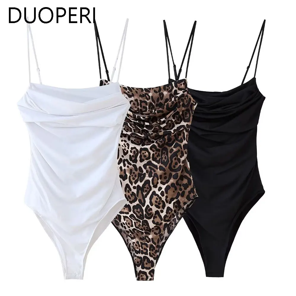 Боди женское Плиссированное облегающее без рукавов на тонких бретельках с