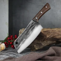 traditional handmade forged kitchen knife hammer stainless steel chefs chopper cooking knives wooden meat slicer