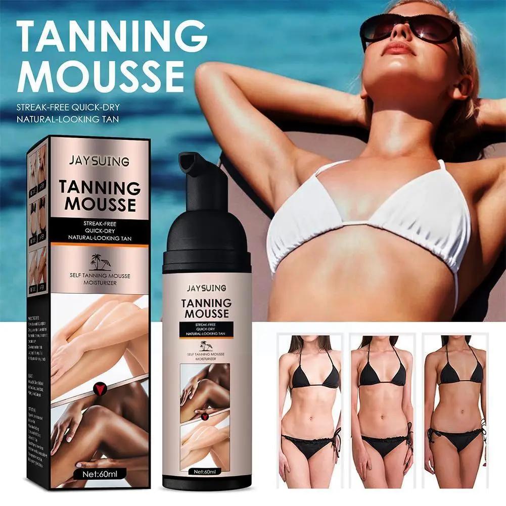 

60ml Self Tanning Mousse Spray Fast Body Face Self Tan Tanner Cream Mak Solarium Foundation hot Makeup Fake T8A1
