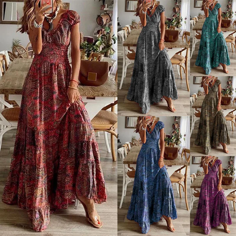 

2023 New Vintage Dress Long Dress with Shredded Flowers